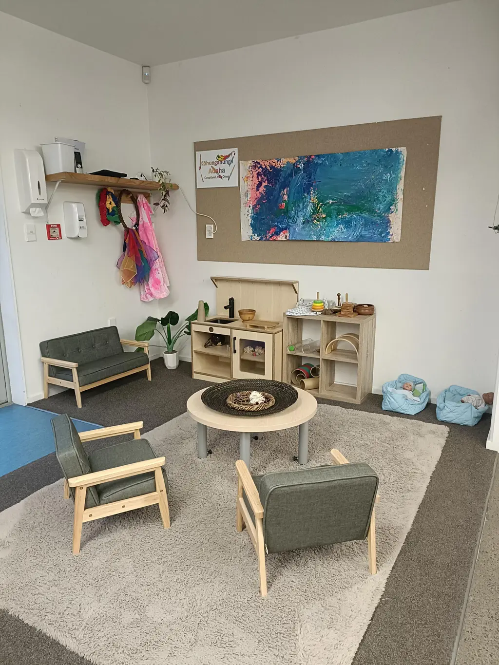 Harmony Haven calm seating and reading area with child-sized furniture